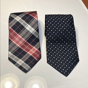 Classic Red Plaid and Navy Polka Dot Ties Tommy Hilfiger